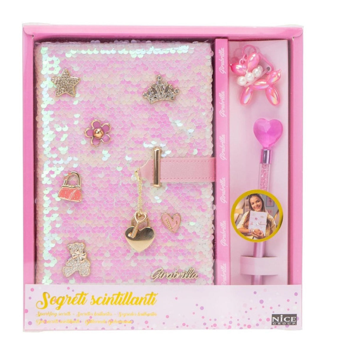 Toys at Foys - Nice Girabrilla Tweed Glam Diary with Charms and Lock