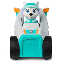 Front view of the toy snow - plow with a character sitting in on a white background.