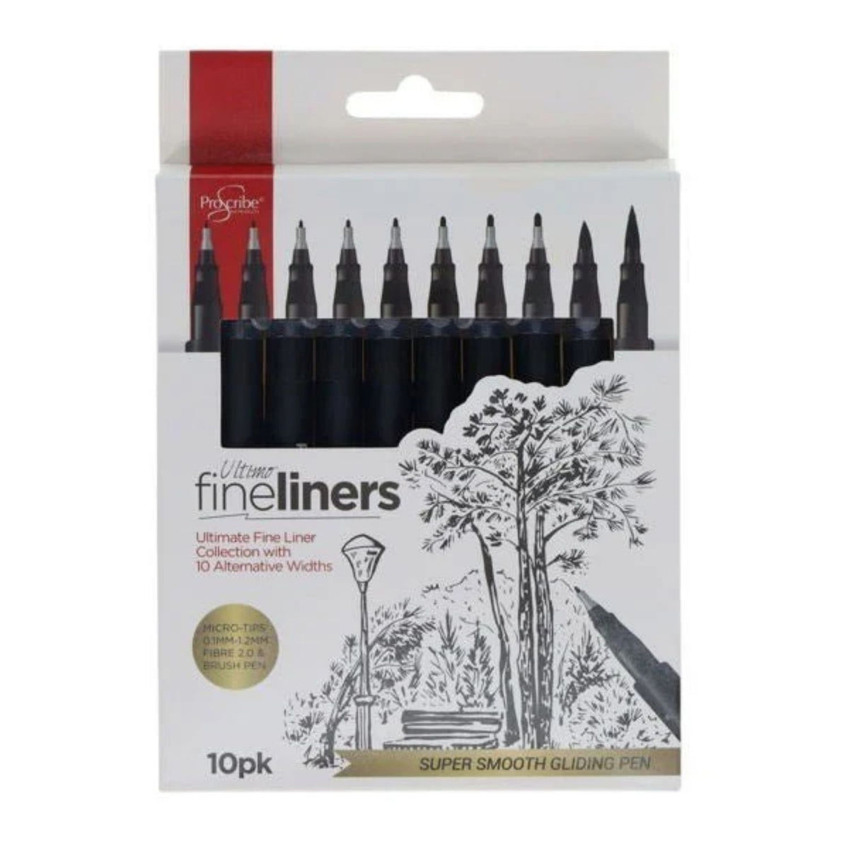 Toys at Foys - Ultimo Assorted Tip Black Fineliners by Proscribe – Pack of 10