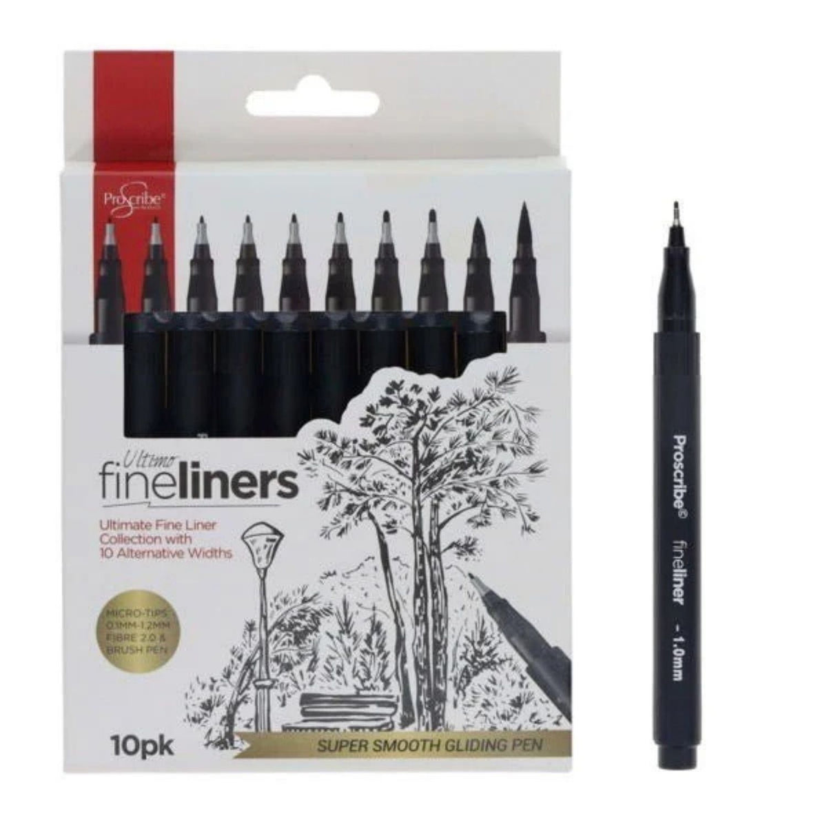 Toys at Foys - Ultimo Assorted Tip Black Fineliners by Proscribe – Pack of 10