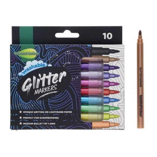 Toys at Foys - World of Colour 10 Pack Washable Glitter Markers