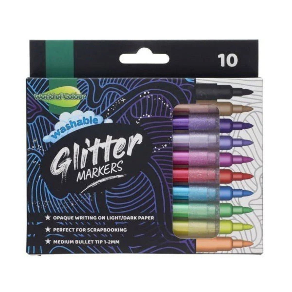 Toys at Foys - World of Colour 10 Pack Washable Glitter Markers