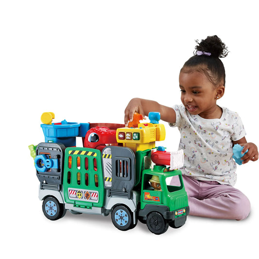 child playing with playset 