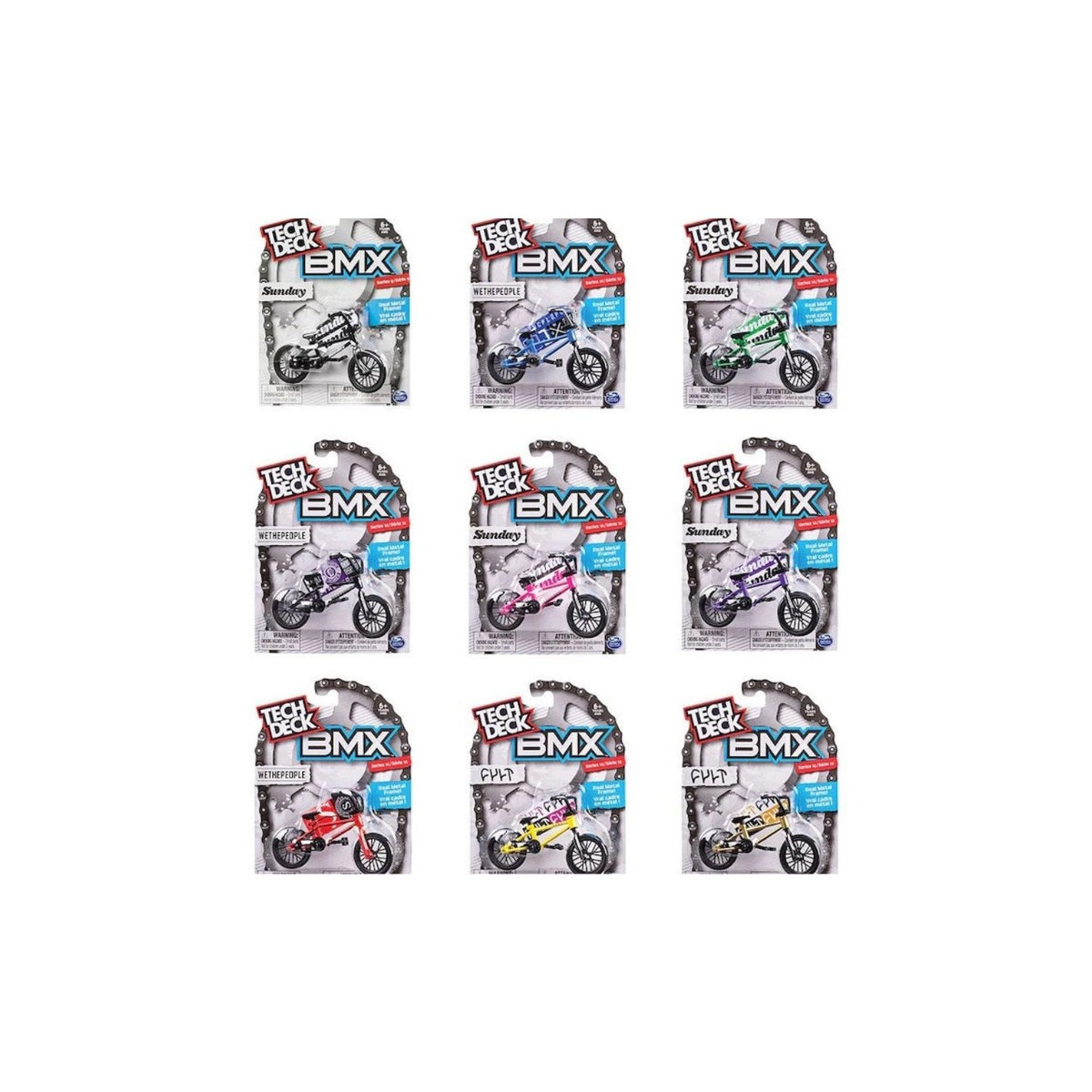 Assortment of BMX bikes against a white background.