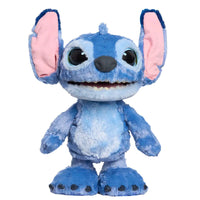 Blue Plush toy with big pink ears on a white background 