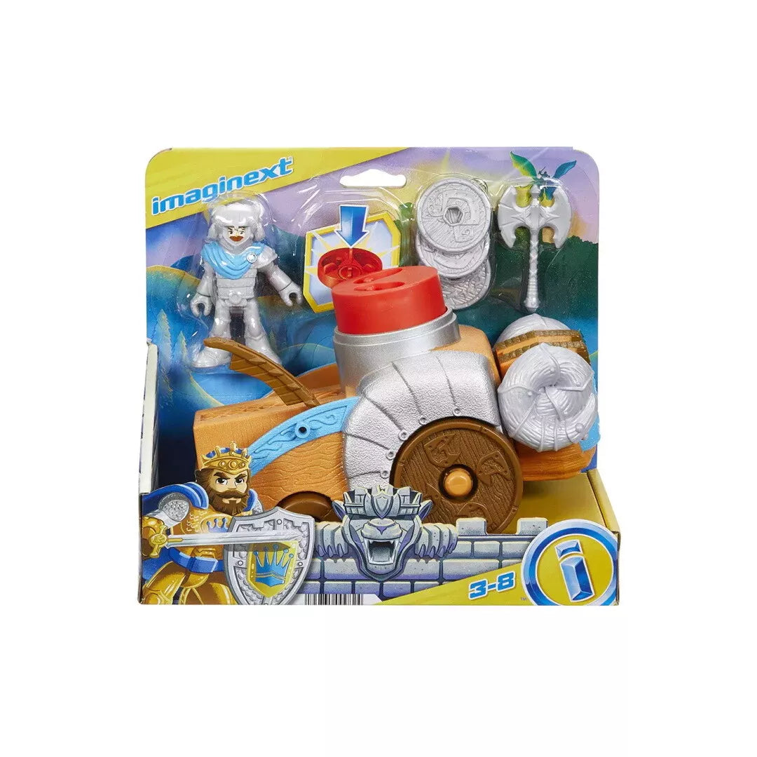 Imaginext Royal Battering Ram medieval combat vehicle and poseable toy figure.|Imaginext Royal Battering Ram set with action figure, ideal for children's creative fun.|Ready-for-battle Imaginext Royal Battering Ram toy with a figure for exciting playtime.