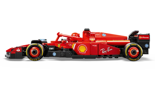 Side view of the LEGO Technic Ferrari SF-24 showcasing aerodynamic design.