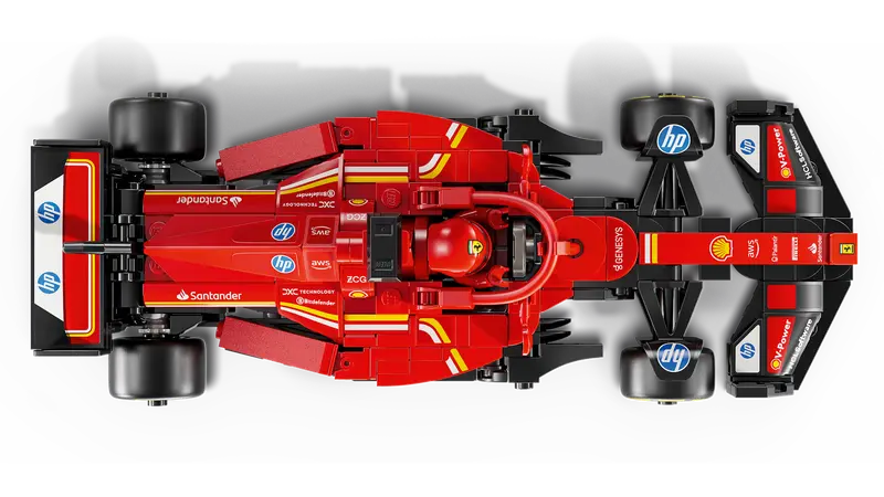 Overhead shot of the assembled LEGO Ferrari SF-24 F1® Race Car.