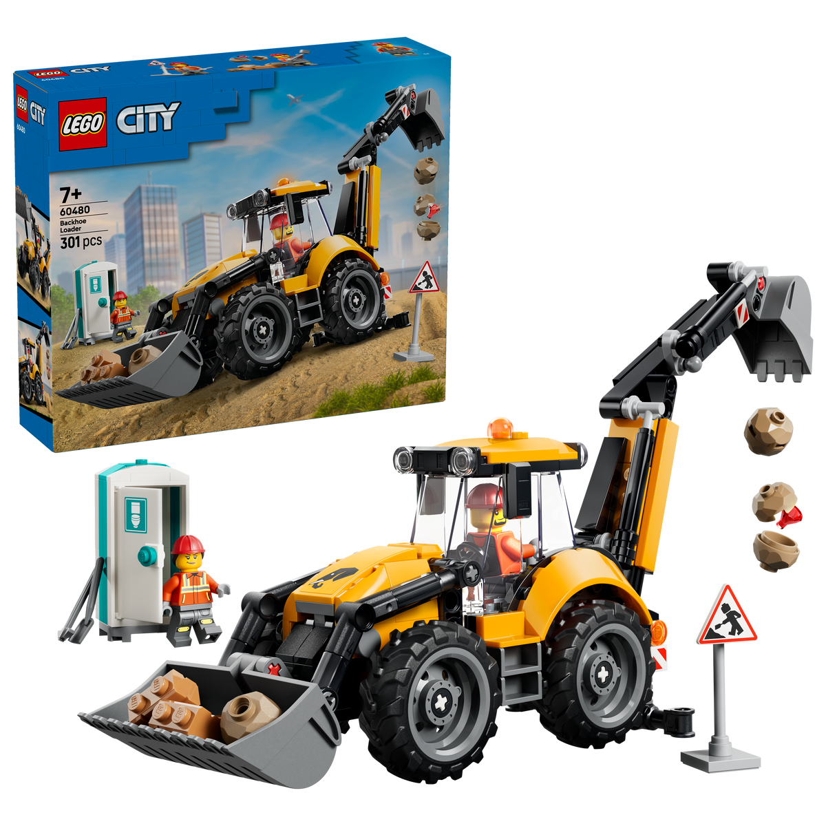 LEGO City 60480 Yellow Backhoe Loader with Box