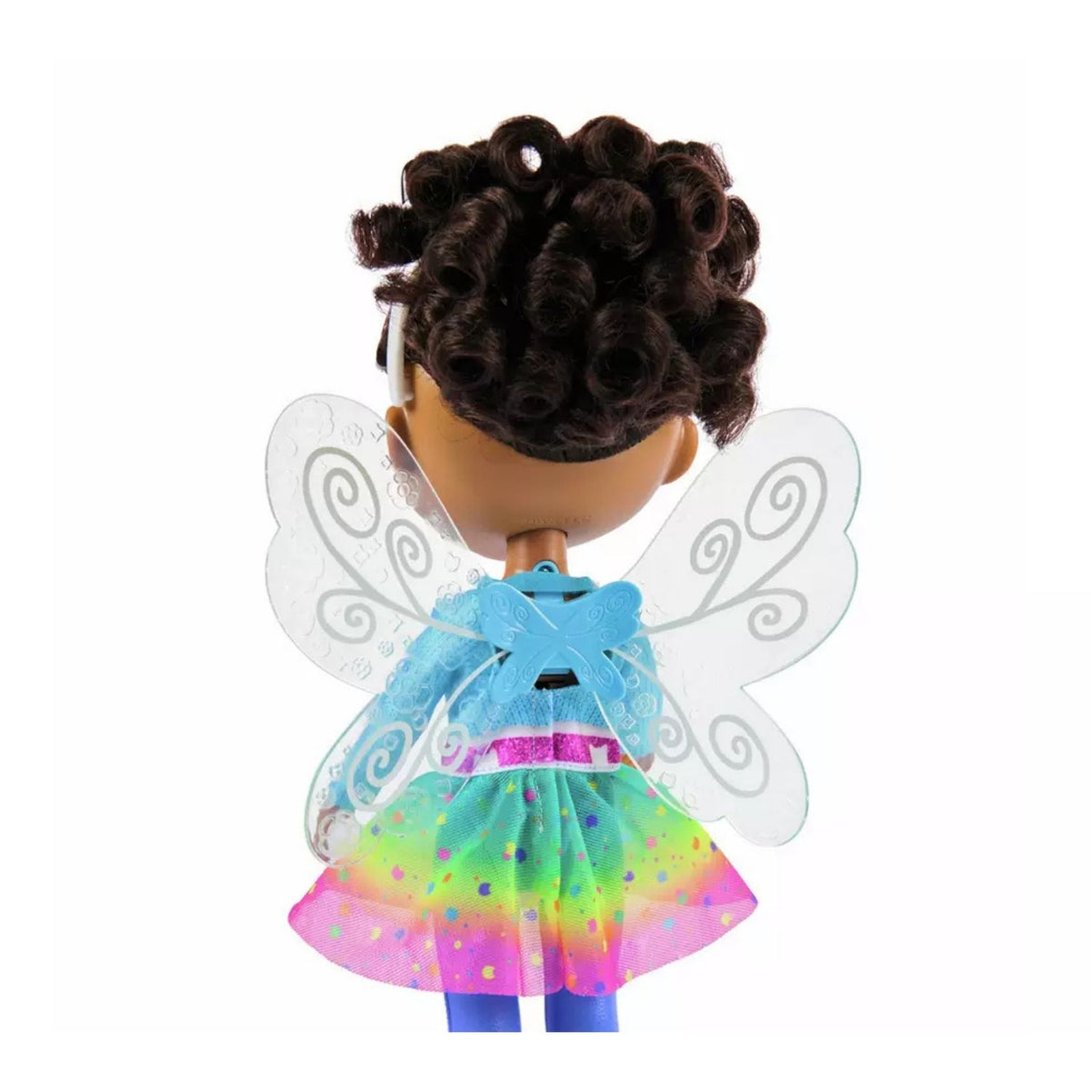 Back view of Gabby doll showcasing her wings against white background.
