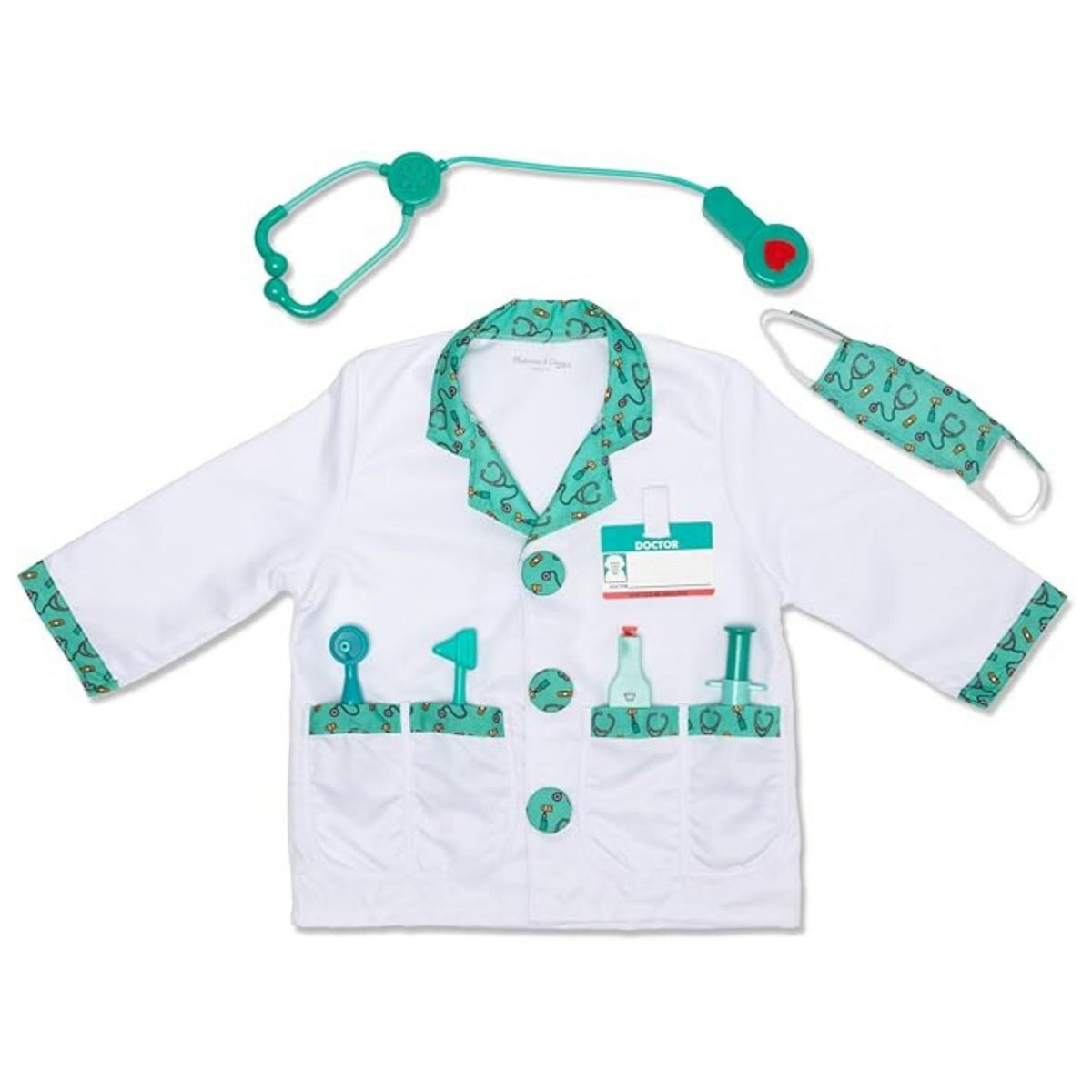 contents of doctor costume laid out 