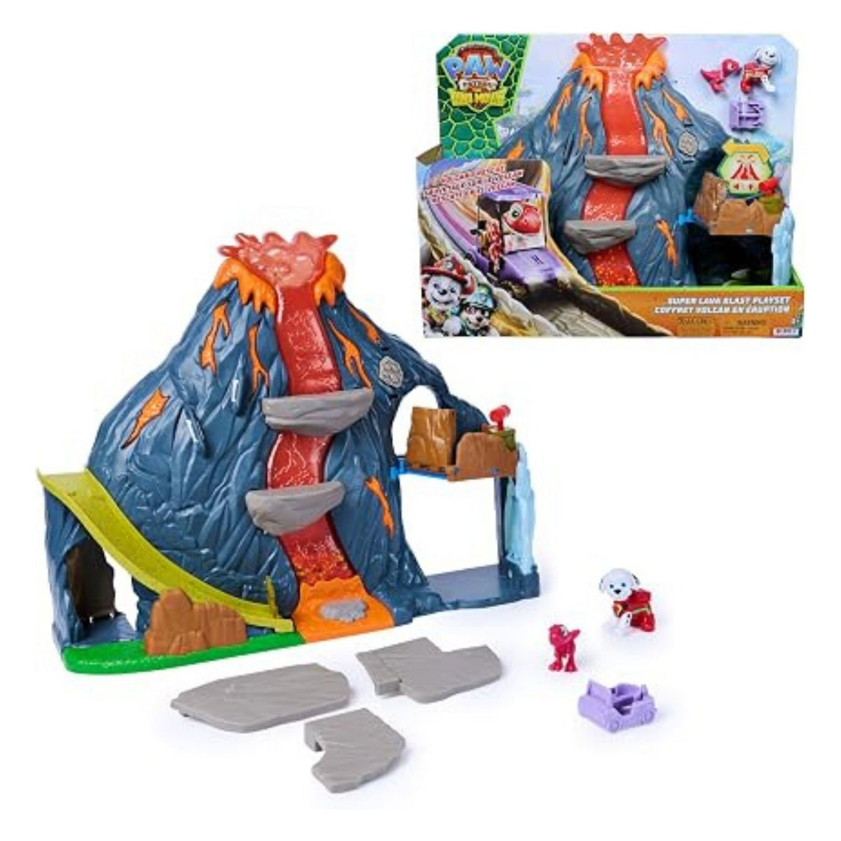 Paw Patrol lava volcano in retail packaging on a white background.