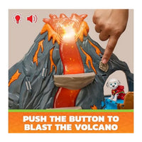A picture of the top of the Paw Patrol Volcano to show you can blast the volcano. picture also shows some Paw Patrol characters in view.