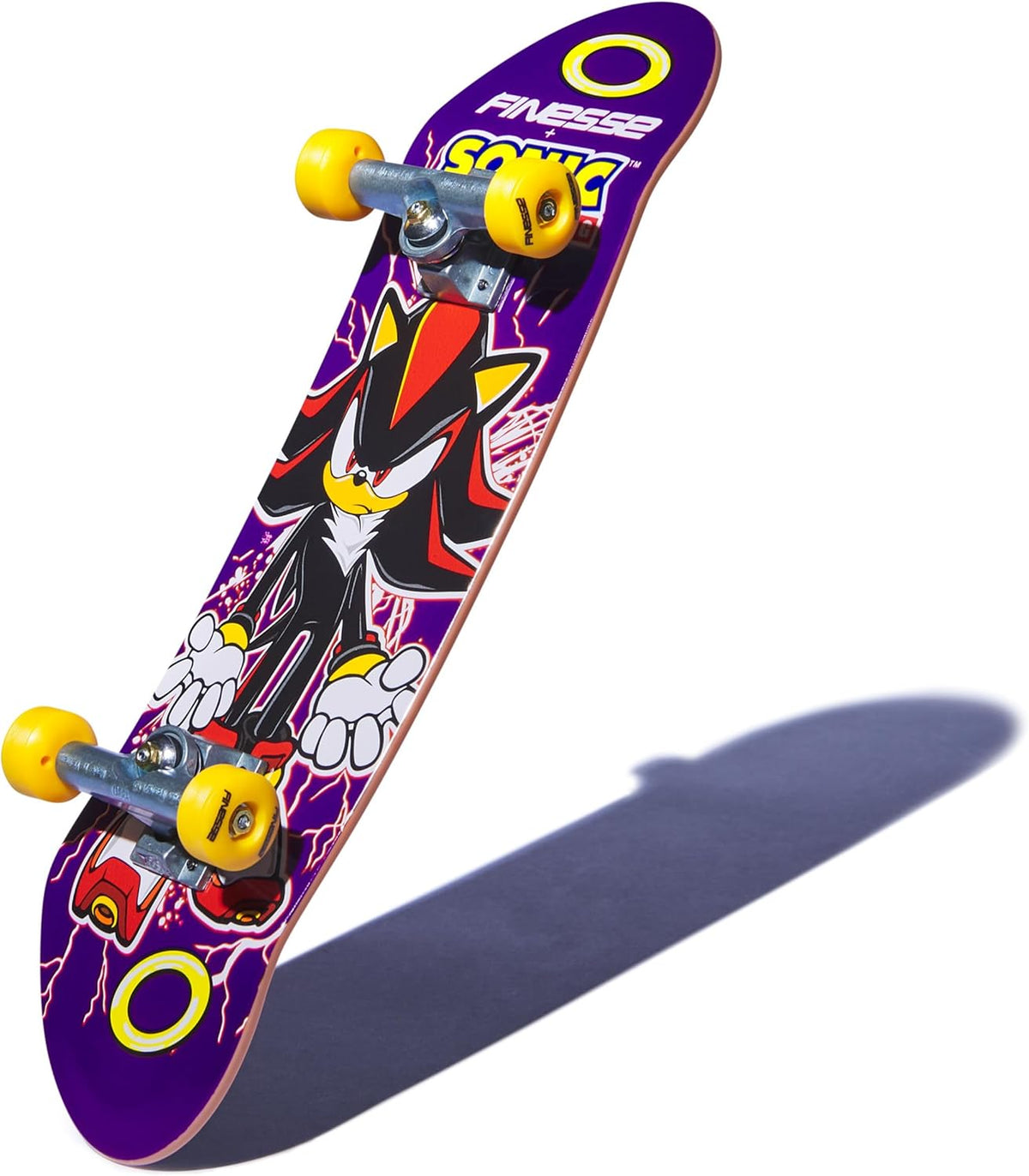Skateboard with a colorful design on a white background