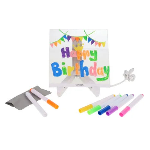 LED acrylic sign with markers 