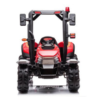 front of red ride on tractor 