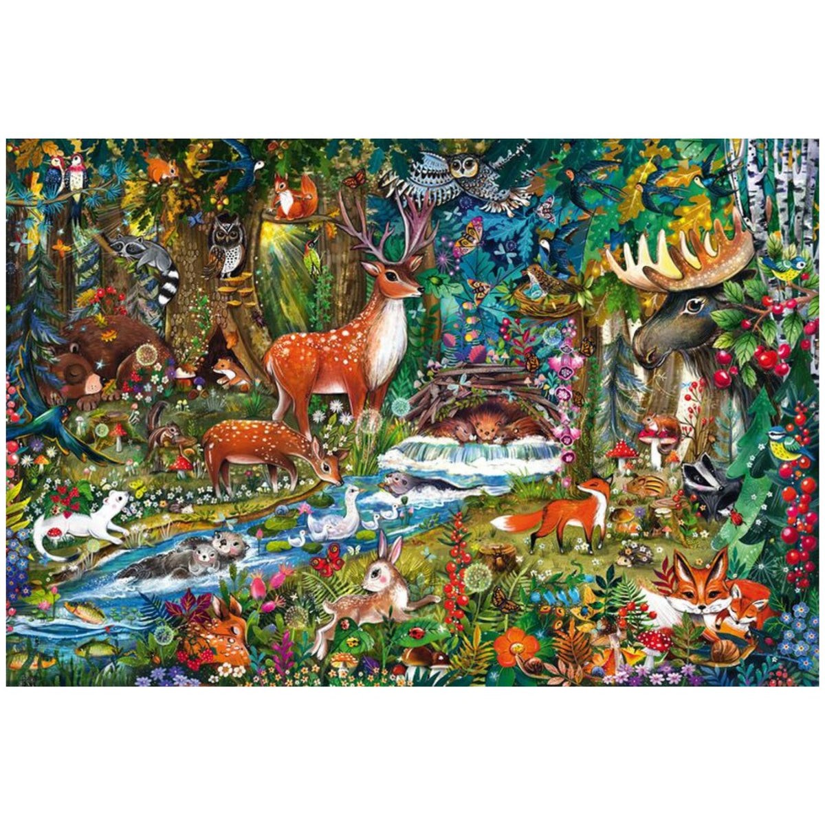 animals in the forest of europe finished puzzle 