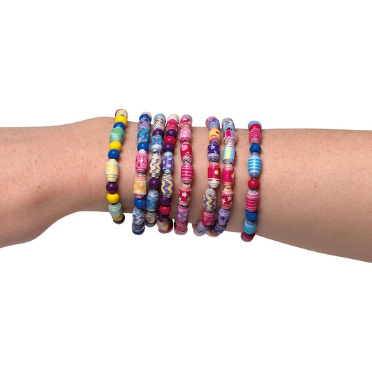 hand wearing paper bracelets 