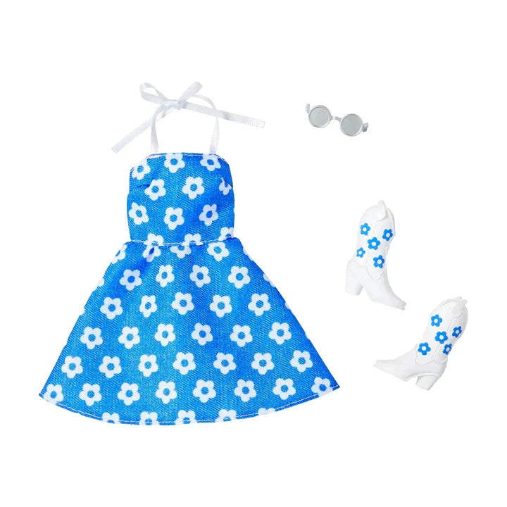 blue denim dress and accessories 