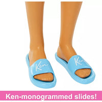 barbie ken doll feet showing ken-monogrammed slides 