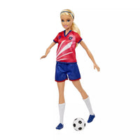 barbie doll kicking football 