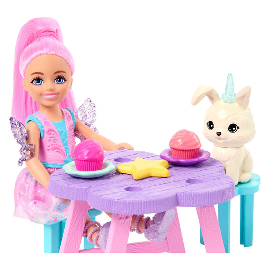 doll and dog at table 