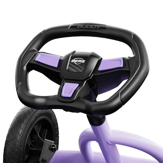 steering wheel of purple berg buddy go kart 