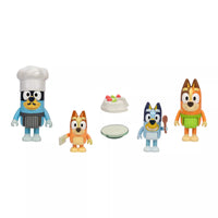 four dog mini figures with accessories on white background