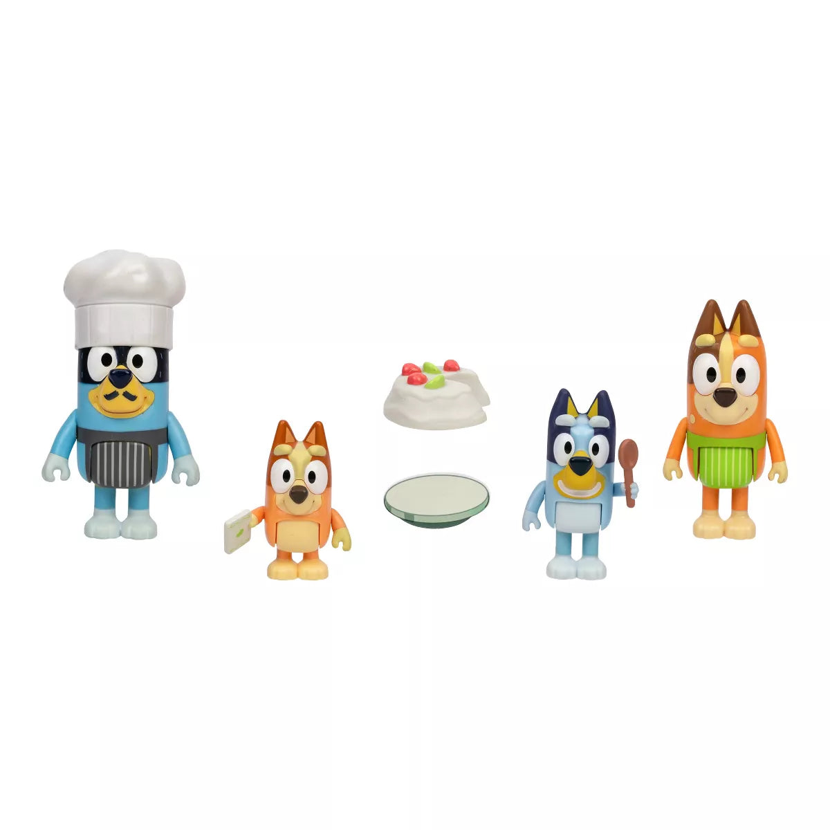 four dog mini figures with accessories on white background