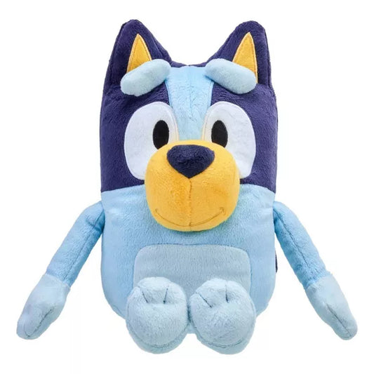 navy, blue and yellow plush toy on white background 