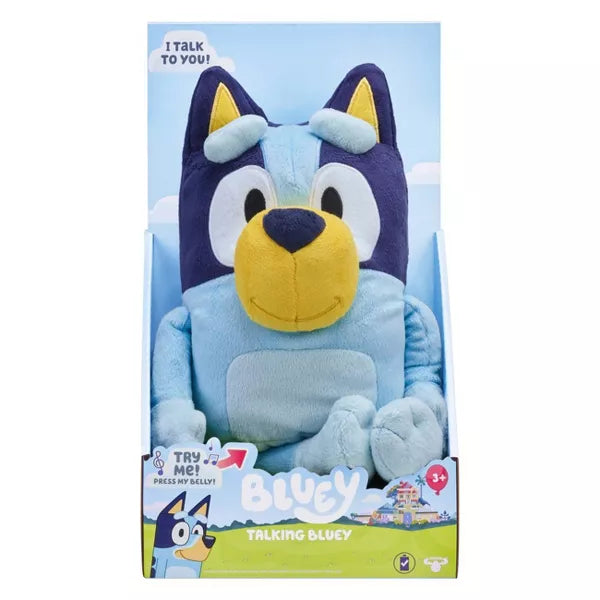 navy, blue and yellow plush toy in packaging on white background 