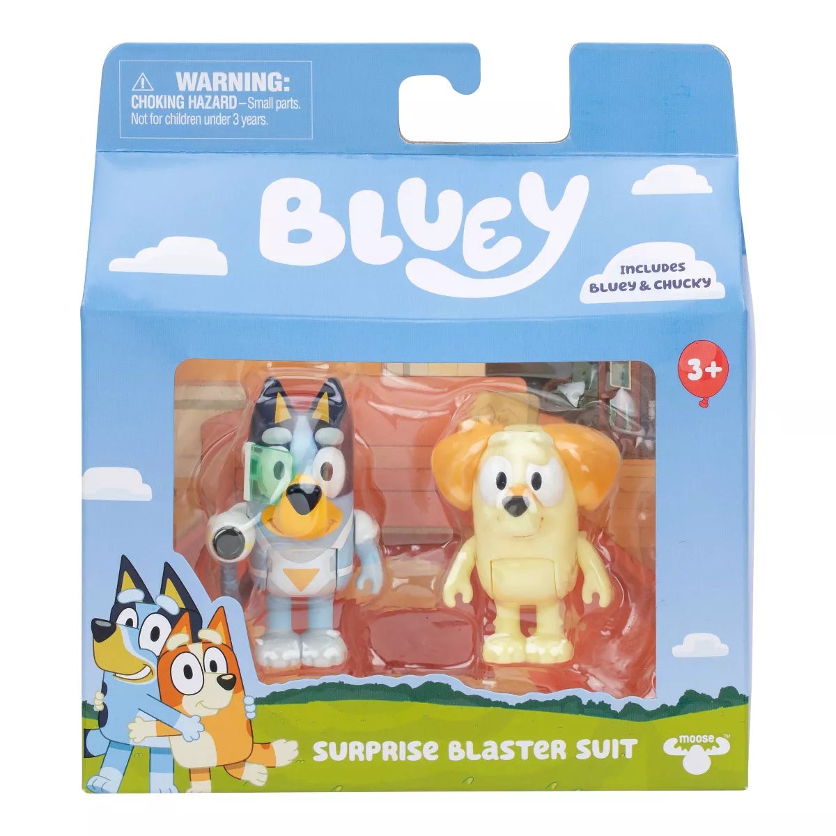 two dog mini figures in blue packaging on white background 