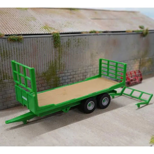 flat bed trailer on farm background 