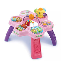 Bright pink activity table on white background 