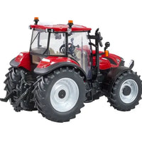side of red tractor 