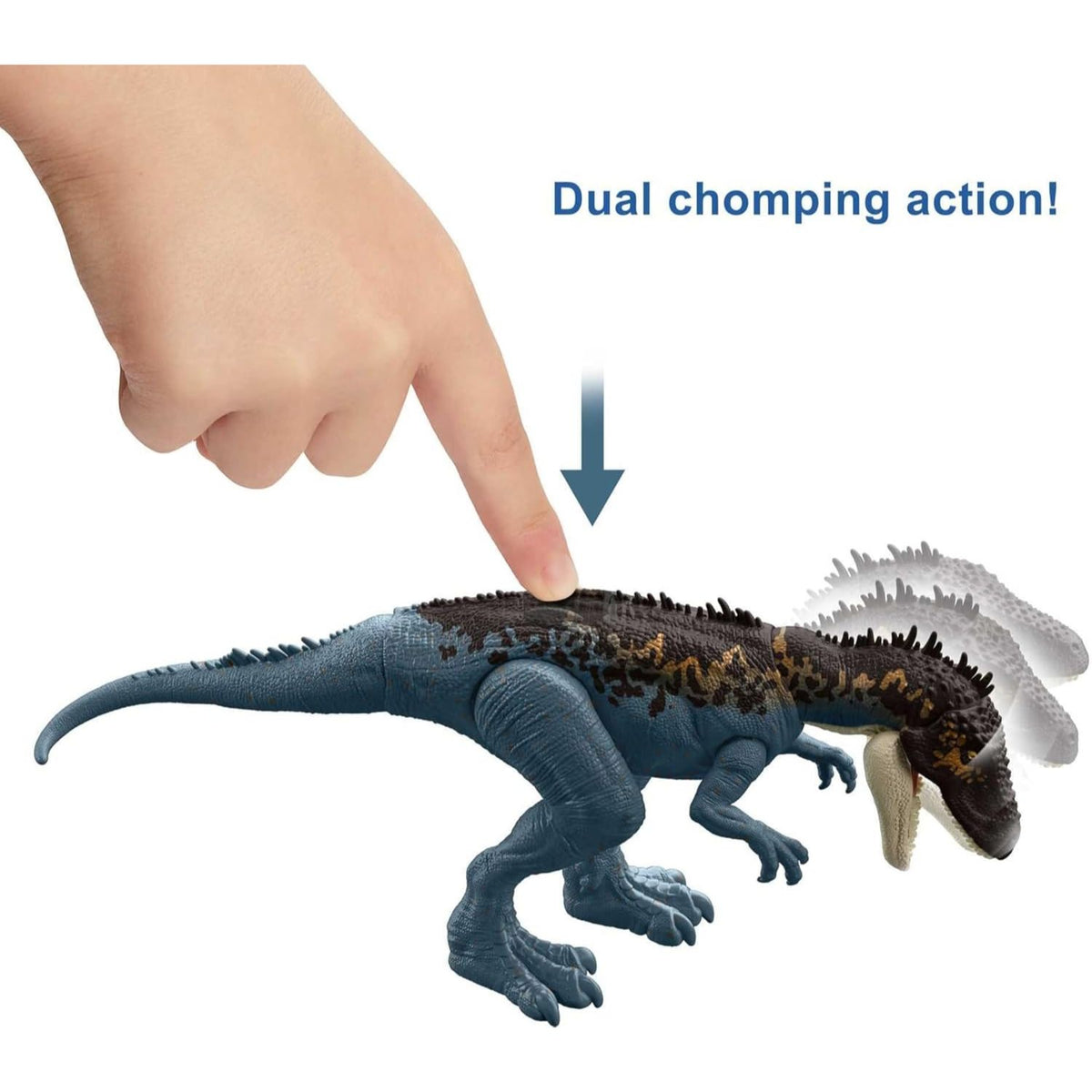 dual chomping action of dinosaur 
