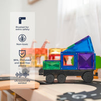 features of connetix 50 pack magnetic tiles 