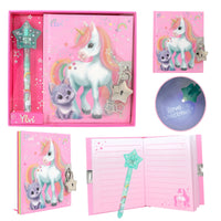 unicorn diary with padlock and contents 