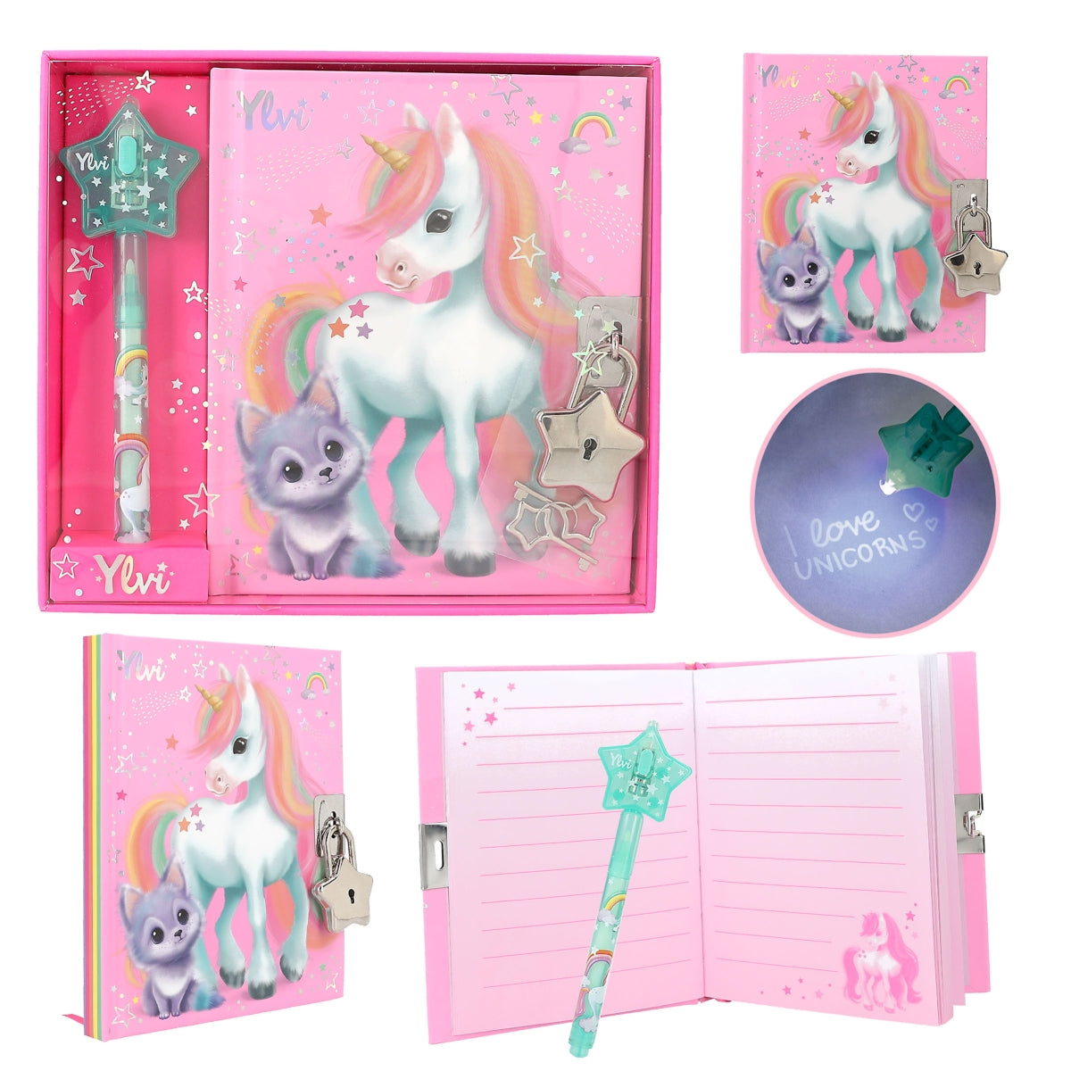 unicorn diary with padlock and contents 