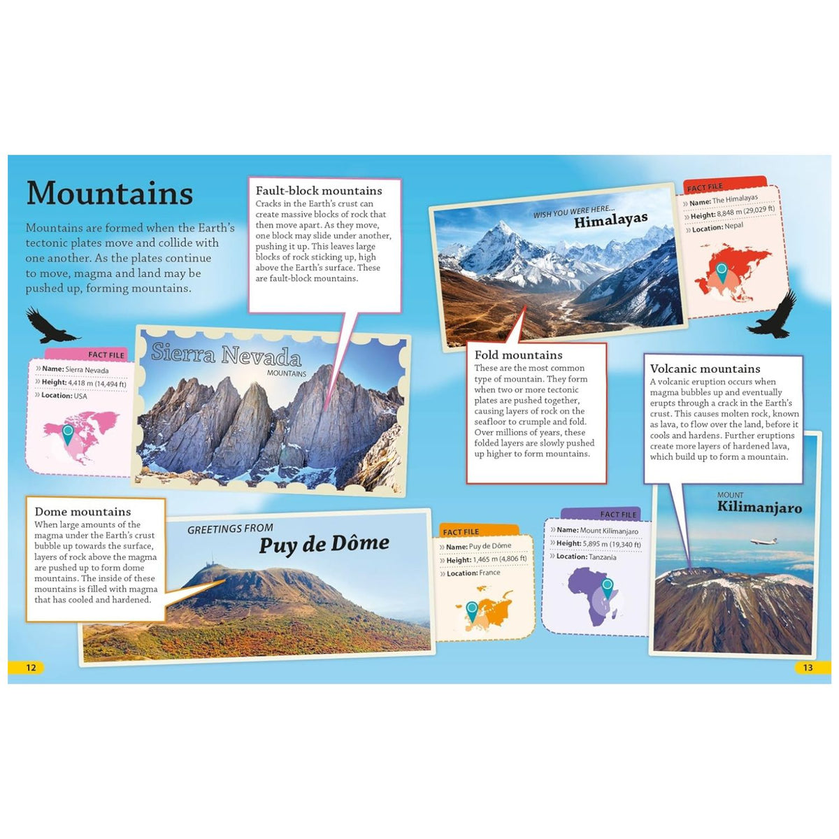 mountains page of book 