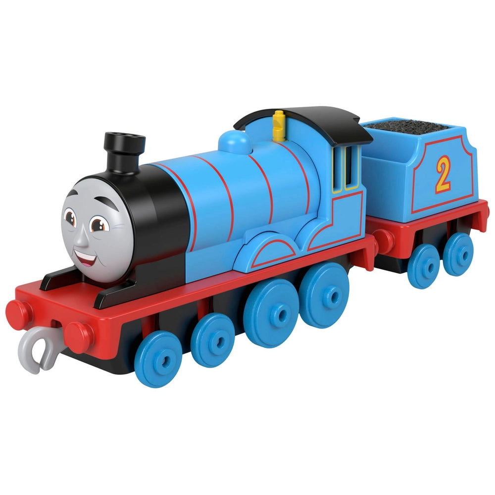 blue and red train engine on white background