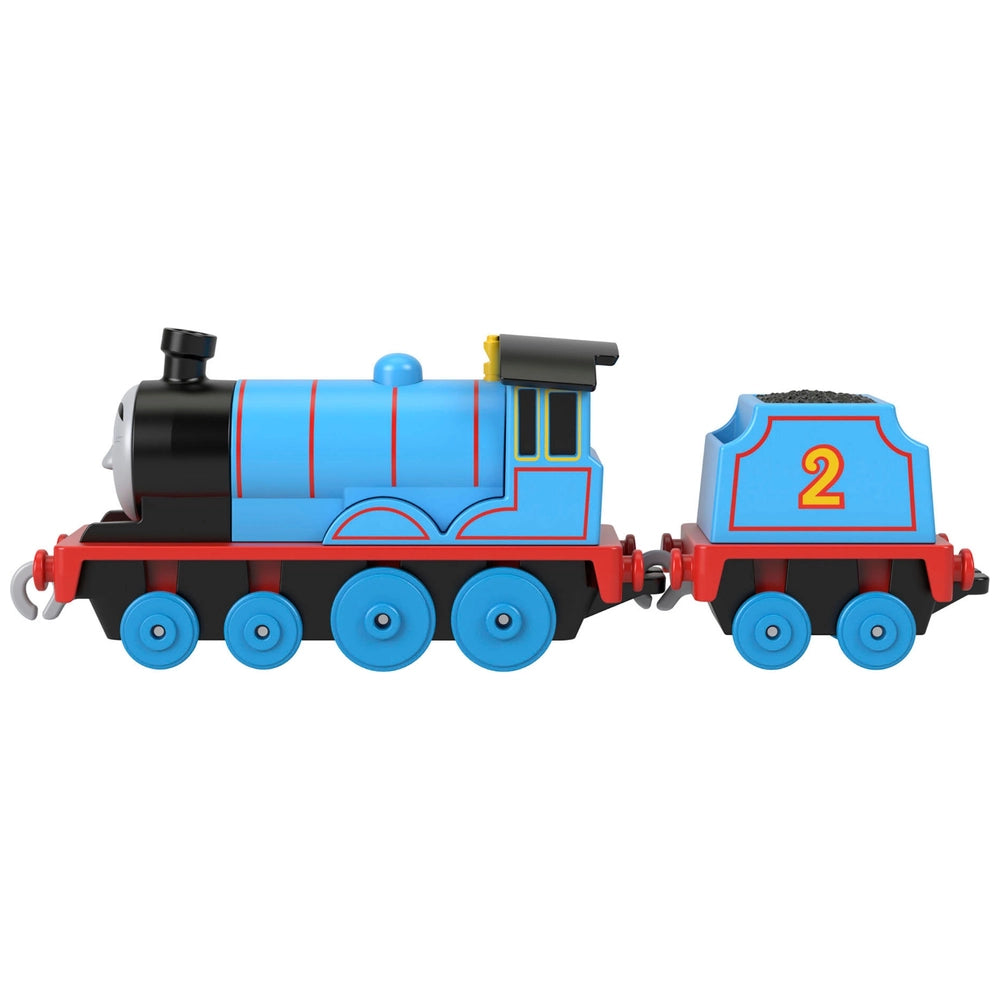 blue and red train engine on white background