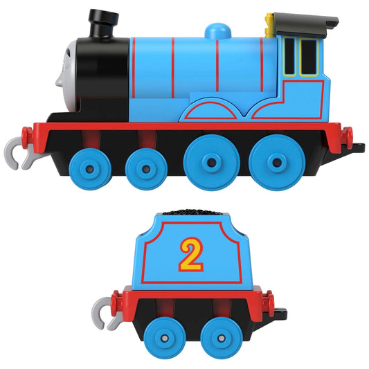 blue and red train engine on white background