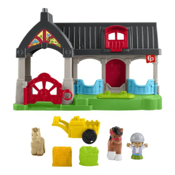plastic stable playset with action figures and accessories 