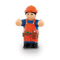 construction worker figurine on white background
