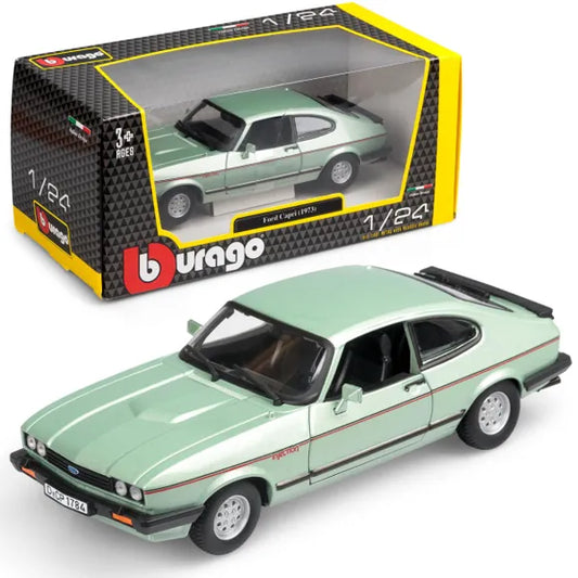 light green model car pictured with packaging 