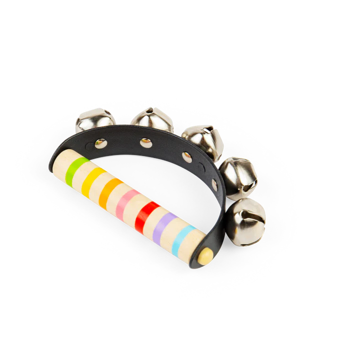 handbell with striped wooden handle 