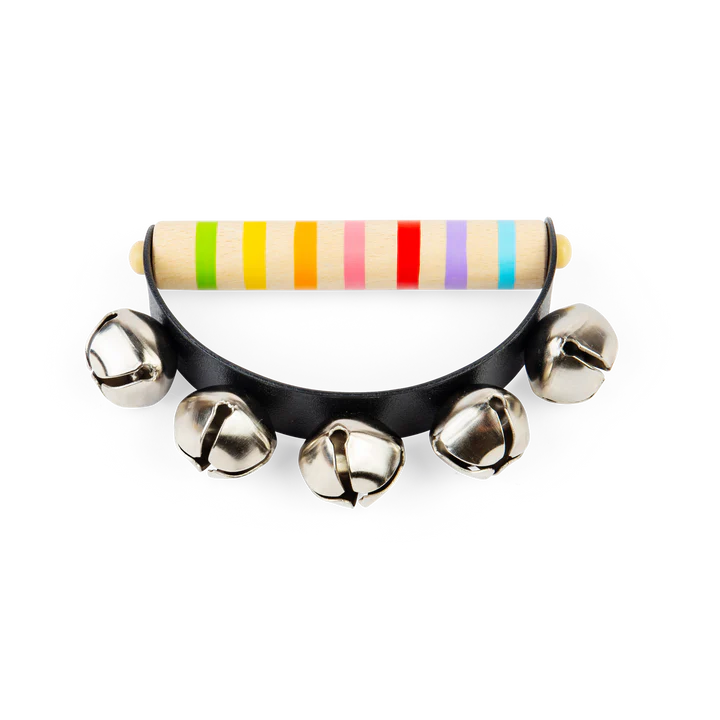 handbell with striped wooden handle 