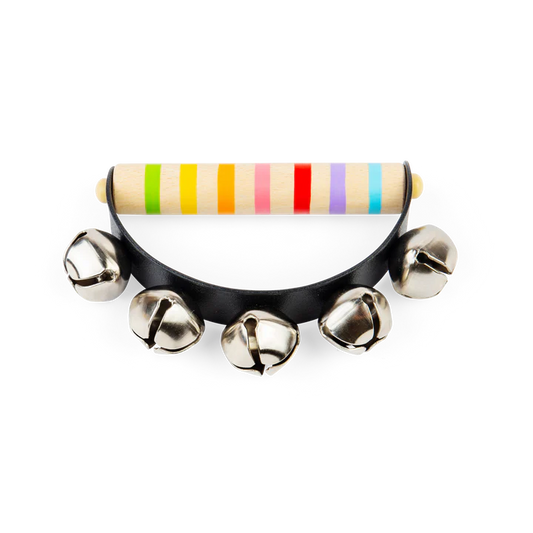 handbell with striped wooden handle 