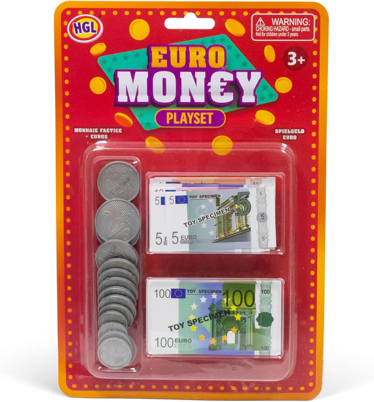 play euro money notes and coins in packaging 
